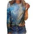 thumbnail image 1 of CEHVOM Femmes Dames Col Rond Hauts Amples T-Shirts Décontractés à Imprimé Blouse à Manches Longues Liquidation, 1 of 5