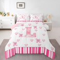 thumbnail image 2 of Erosebridal Ensemble de Literie Lettre Initiale L, Couette Monogrammée, Décor Nœud Kawaii, Réversible 2 Pcs, 2 of 8