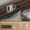 thumbnail image 4 of HOMCOM Cadre de Lit Double avec Tête de Lit de Rangement et Station de Recharge, Noyer, 4 of 10