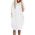 thumbnail image 1 of Pompotops Robe Ample pour Femmes avec Poches, Col pour Dames, Hauts Longs Décontractés, Robe Grande Taille en Solde, 1 of 4