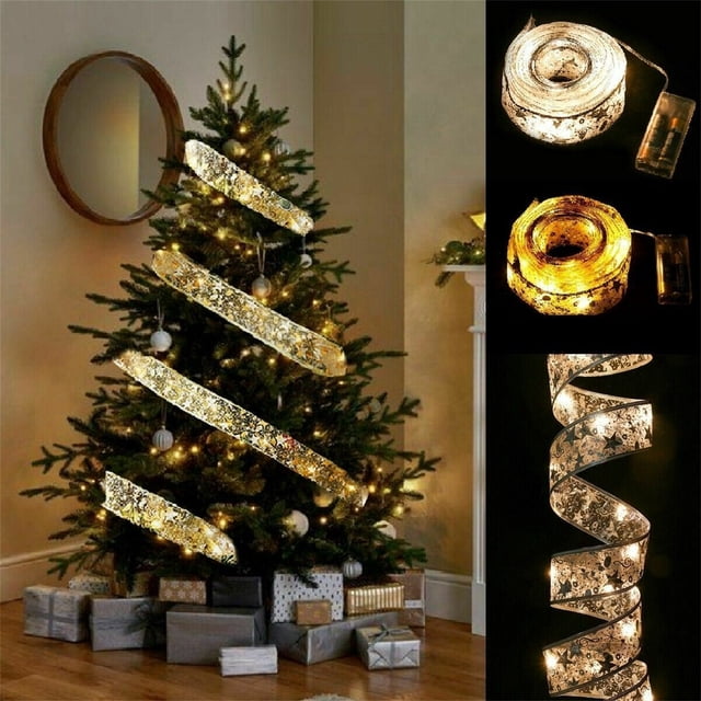 Christmas Led Lights, Festive Holiday Decor, 2 String Led Strips, Warm White, for Home Indoor Outdoor, Energy Efficient, Weatherproof, Smart Remote Control, Battery Operated, Easy Install, Hzhnb