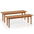 thumbnail image 1 of Gymax 2 PCS Solid Wood Dining Bench Entryway Bench w/ Rubber Wood Legs for Bedroom Oak, 1 of 9