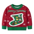 thumbnail image 1 of Chandails de Noël Garçons Filles Manches Longues Tricot Col Rond Chandail Molletonné Enfants Chandail de Noël Laid Hauts 3-8 Ans (4 Ans, Rouge), 1 of 6