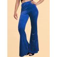 thumbnail image 3 of Honganda Women’s Velvet Flare Pants Solid Color Slim Fit Bell-Bottom Trousers Bootcut Pants, 3 of 4