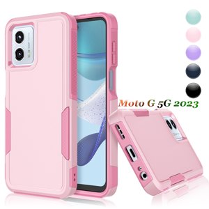 Pour Motorola Moto G 5G 2023 Dossier téléphonique,2 en 1 Dur PC Dossier téléphonique pour Moto G 5G 2023 , Njjex Caoutchouc & Couverture de protection complète antichoc robuste - rose