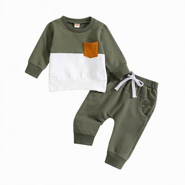 Zanarzt Vêtements pour Tout-Petits Bébé Garçons Tout-Petits Bébés Garçons Filles Chandail à Manches Longues Imprimé Hauts et Pantalons Enfant Enfants Ensemble 2 Pcs Automne Hiver & Tenues Vert,2-3 Ans