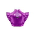 thumbnail image 4 of Hansber Kids Girls Ruffle Crop Tops Shiny Mesh Patchwork Hip Hop Street Dance Tops Performance Costume Purple 12, 4 of 5