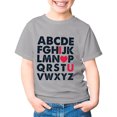 thumbnail image 4 of T-shirts Filles Été Imprimé Lettre Col Rond Manches Courtes T-Shirt Décontracté Hauts Filles Gris 3-4 Ans, 4 of 4