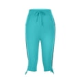 thumbnail image 4 of Pantalons Capris d'Été pour Femmes, Jambe Droite, Coupe Jambe, Taille Junior, Polyester Coton Lin, Capris pour Dames, Style C-25 Vert m, 4 of 6