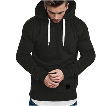 Jalioing Chandails à Capuchon pour Hommes d'Automne et d'Hiver à Manches Longues, Chandails en Molleton à Cordon, Décontractés, Couleur Unie, avec Poche, Chandails à Enfiler