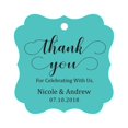 thumbnail image 1 of Darling Souvenir Custom Names Thank You For Celebrating With Us Wedding Hang Tags Personalized Party Tags-Turquoise-100 Tags, 1 of 1