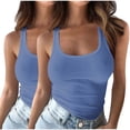 thumbnail image 1 of Plebaso 2 Pack Ribbed Tank Tops for Women Spaghetti Strap Slim Tops Scoop Neck Sleeveless Summer Tops, 1 of 4