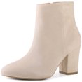 thumbnail image 1 of Unique Bargains Bottines à Talons Hauts Épais à Bout Rond pour Femme Beige (Taille 10), 1 of 6