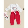 thumbnail image 3 of Honganda 0-18 Months Baby Boy Valentine's Day Outfit Letter Heart Long Sleeve Rompers Pants Set Fall Spring 2 Pcs Clothes, 3 of 9