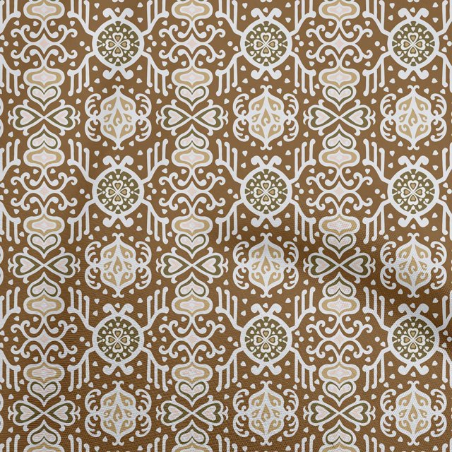 oneOone Polyester Spandex Brown Fabric Floral Dress Material Fabric Print Fabric By The Yard 56 Inch Wide