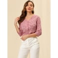 thumbnail image 3 of INSPIRE CHIC Blouse Haut Décontracté pour Femme à Pois, Manches 3/4, Boutonné devant, 3 of 6