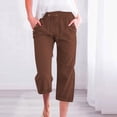 thumbnail image 2 of hotojiny Plus Size Spring Clothes for Women Lightweight Cotton Linen Capris Drawstring Elastic Waist Cropped Pants with Pockets, 2 of 5