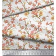 thumbnail image 3 of Soimoi Tissu Crêpe polyester Blanc Imprimé Floral Feuilles & Azalée au Mètre 42 Pouces de Large, 3 of 3