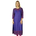 thumbnail image 1 of Bimba Kurta Indienne en Coton Violet à Manches 3/4 Imprimé Ethnique Ikat pour Femmes, 1 of 6