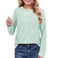 thumbnail image 1 of MeetoTime Girls Long Sleeve Solid Color Shirts Cute Crewneck Casual Blouses Children's Spring Fall Undershirt, 1 of 6