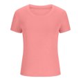thumbnail image 3 of AherBiu Hauts Côtelés pour Femmes Été Col Ras du Cou Tricoté Manches Courtes Extensible Coupe Ajustée Hauts de Sortie T-Shirts Chemises, 3 of 5