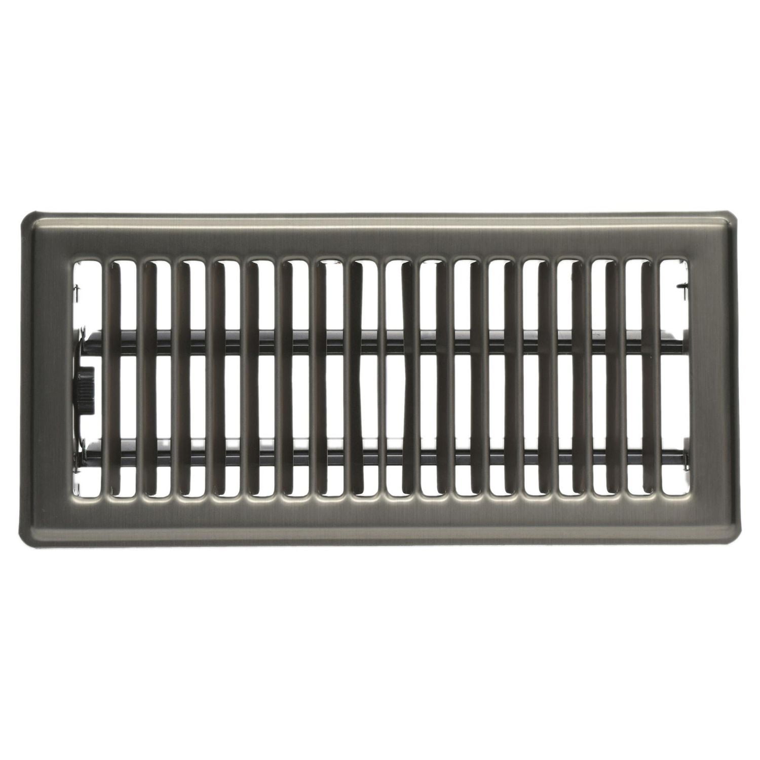 Imperial 3" x 10" Brushed Nickel Steel Floor Register, Louvered, 1-pk