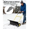 thumbnail image 3 of Efficient Snow Removal – Heavy Duty 36-Inch Steel Snow Shovel with All-Terrain Wheels, Adjustable Multi-Angle Blade & Ergonomic 5-Height Handle – Driveways, Sidewalks, Yards – Yellow, Large Double Rod, 3 of 8