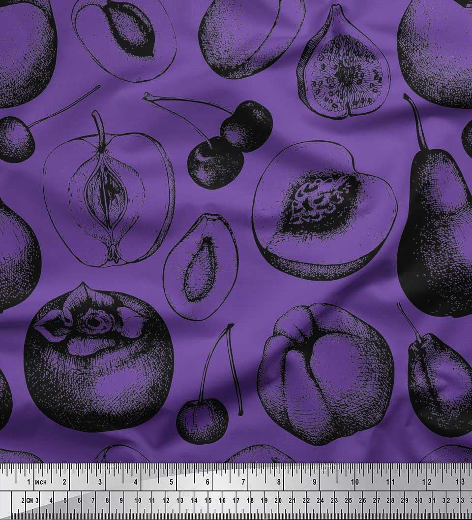 Soimoi polyester Crepe Fabric Mix Fruits Printed Craft Fabric by the Yard 42 Inch Wide