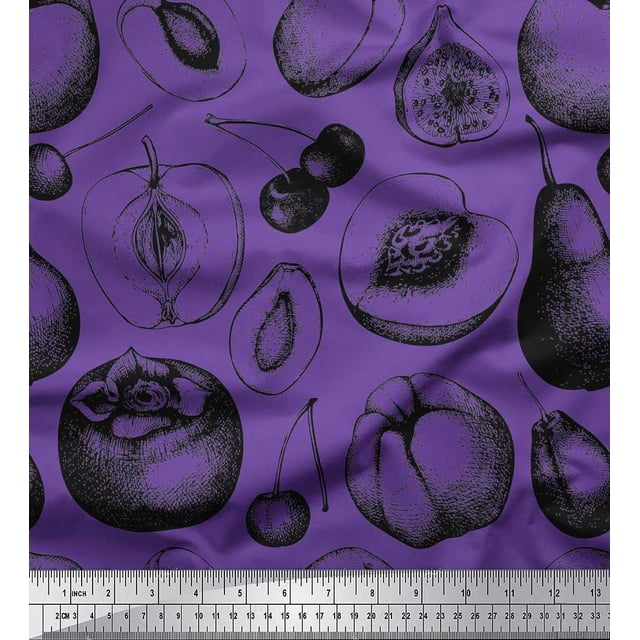 Soimoi Moss Georgette Fabric Mix Fruits Print Sewing Fabric Yard 42 Inch Wide