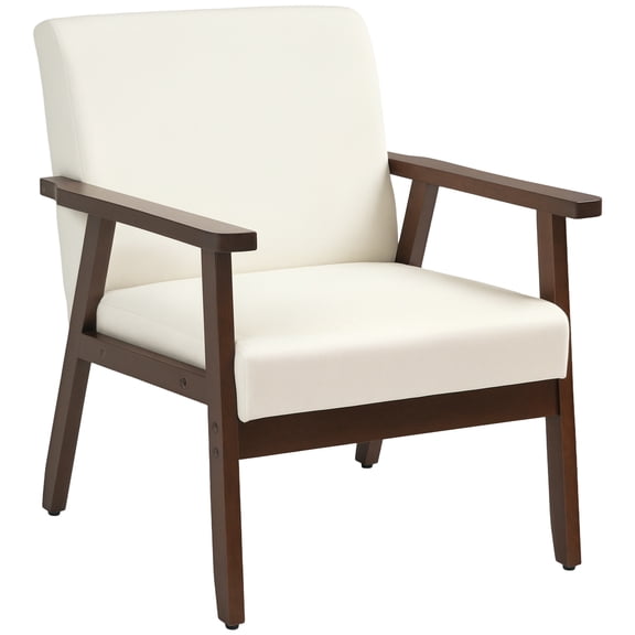 HOMCOM Modern Accent Chair with Cushioned Seat and Rubberwood Arms