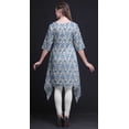 thumbnail image 4 of Bimba Kurti Asymétrique Blanche à Imprimé Floral Damassé pour Femmes, Robe d'Été Indienne Tunique Grande, 4 of 6