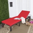 thumbnail image 4 of Costway Chaise Longue Inclinable d'Extérieur en Rotin Réglable avec Coussin pour Patio et Cour, Rouge, 4 of 10