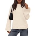 thumbnail image 1 of Women'S Long Sleeve Ribbed Knit Loose Pullover Sweater Tops Fuzzy Knit Casual Chunky Fall Outfits Clothes Beige L, 1 of 9