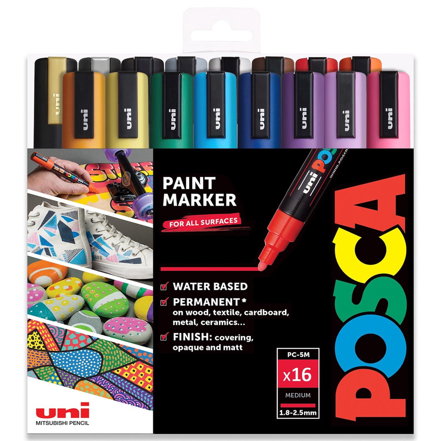 POSCA PC-5M - Paint Marker Art Pens - 1.8-2.5mm - Essential Set of 16 in Wallet
