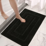 40x60cm Soft Absorbent Microfiber Bathroom Rugs, Non-Slip Shower Carpet Bath Mats, Machine Washable Quick Dry Bath Mat for Bathroom Floor Tub Shower, Black