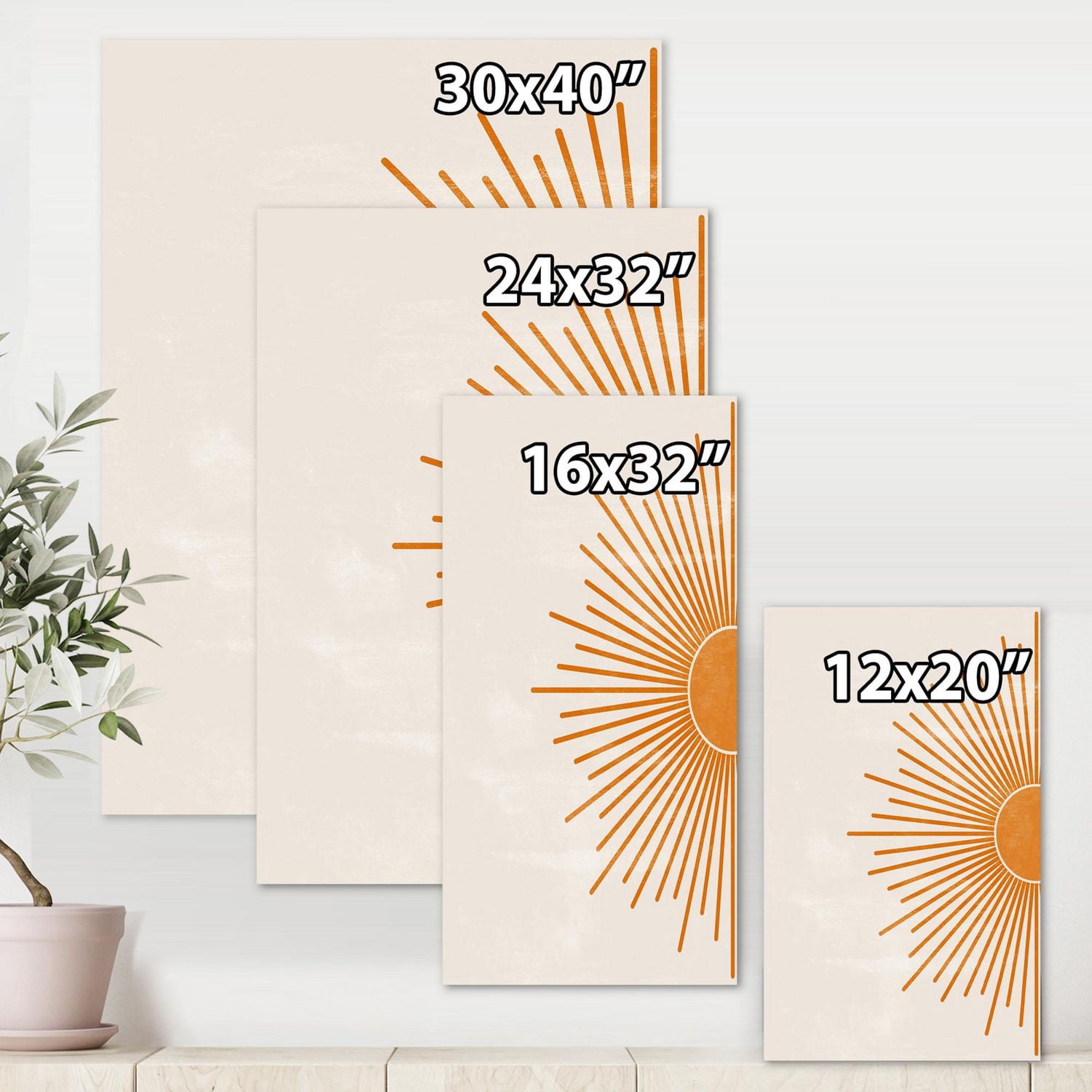 Designart Imprimé soleil orange I Art mural sur toile