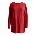 thumbnail image 3 of Jsaierl Hauts Grande Taille pour Femmes Manches Longues Tunique Ample Simple Couleur Unie Blouses Longues Tendance Décontractées Col Rond avec Poches, 3 of 4