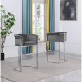 thumbnail image 2 of Tabouret de Bar en Velours Gris Foncé (Simple) avec Base en Métal Argenté Chromé, 2 of 3