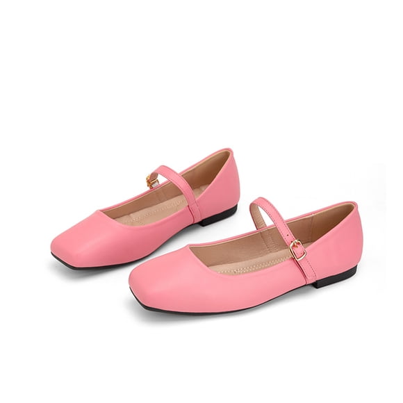 Commforr Women's Shoes Dress Shoes for Women Mary Jane Shoes for Women Women's Flats Women's Mary Jane Flats Closed Square Toe Ballet Flat Dressy Comfortable Slip on Shoes Pink 9.5