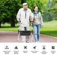 thumbnail image 3 of Costway Foldable Aluminum Alloy Walker Wheel Walking Frame W/ Seat & Armrest Pad, 3 of 10