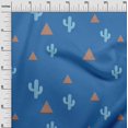 thumbnail image 3 of oneOone Velvet Medium Blue Fabric Plant Cactus With Geometric Craft Projects Decor Fabric Printed By The Yard 58 Inch Wide, 3 of 4