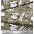 thumbnail image 2 of Soimoi polyester Crepe Fabric Tea Cup,Lemon Slice & Ginger Vegetable Print Sewing Fabric Yard 42 Inch Wide, 2 of 3