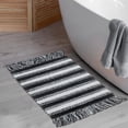 thumbnail image 3 of Microfibre Striped Bath Mat With Fringe Black 20X32, 3 of 4