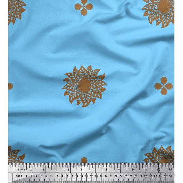 Soimoi Polyester Crepe Fabric Flower Artistic Print Sewing Fabric Yard 42 Inch Wide