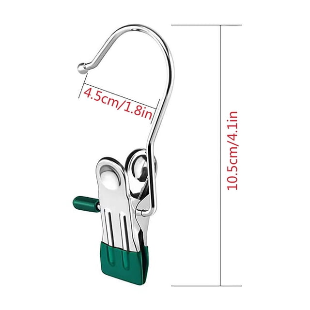 PRETXORVE Stainless Steel Hook Clip with Hook Storage Clip Drying Clip Multifunctional Seamless Hat Sock Windproof Pants Clip Heavy Duty Hanging Hooks