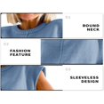 thumbnail image 3 of Women Solid Color Sweater Vests Crew Neck Cap Sleeve Loose Pullovers, 3 of 4