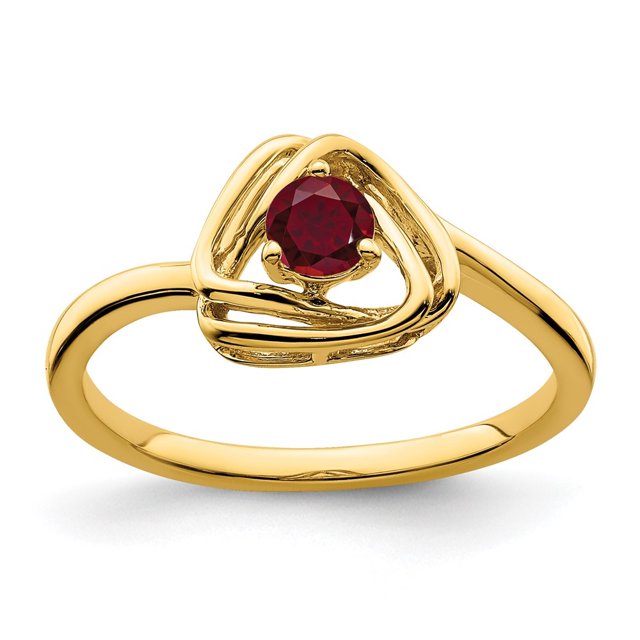 Diamond2Deal 14k Yellow Gold Created Ruby Triangle Ring for Women Size- 7