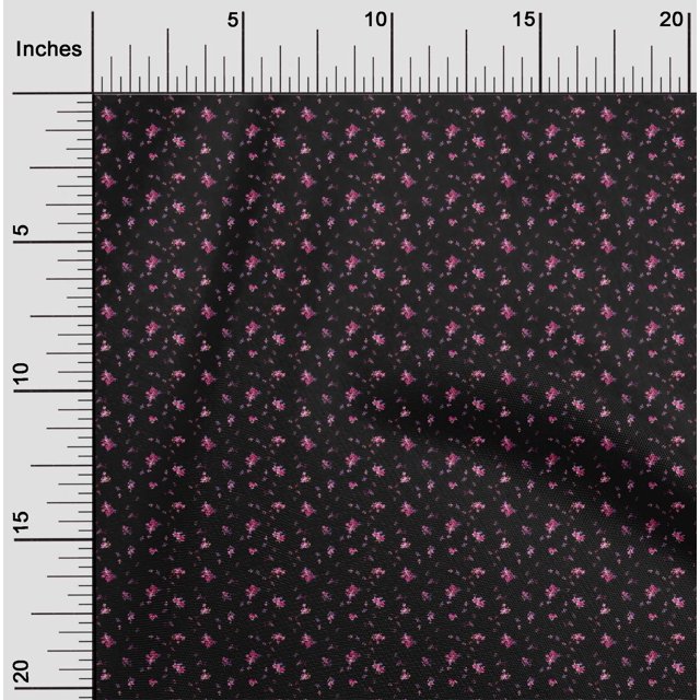 oneOone Tissu Viscose Georgette Imprimé Feuilles & Fleurs BTY 42 Pouces de Large