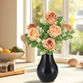 thumbnail image 4 of Meitianfacai Bouquet Simulé de Fleurs de Décoration pour la Maison Bouquet de Roses Simulé de Petits Guidons de Roses, Orange, 4 of 7