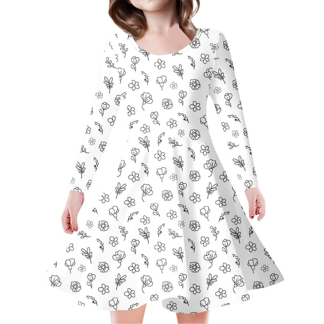 WEAIXIMIUNG Robes de Plage pour Filles Robe de Fête Imprimée Bricolage pour Enfants et Filles 4-5 Ans